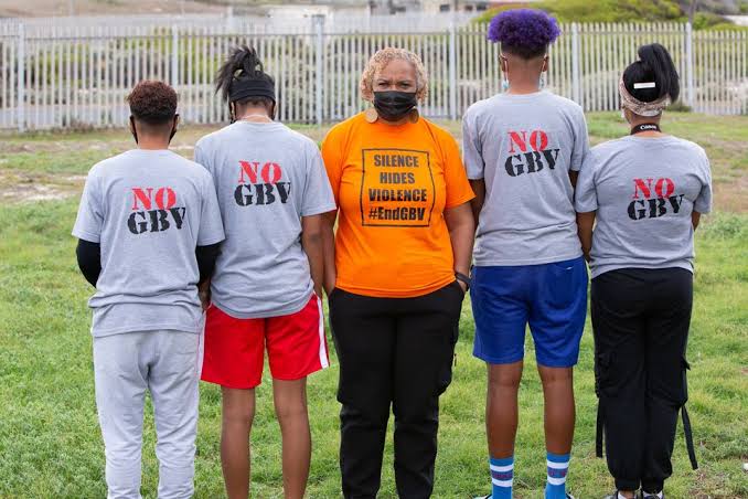 Callas Foundation community wearing No GBV shirts